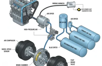 truck air brake system diagram diagram with labeled components and explanations