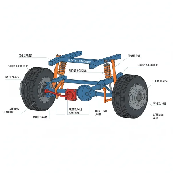 truck front end parts diagram diagram with labeled components and explanations