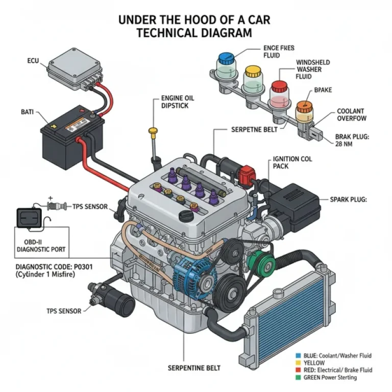 under the hood of a car diagram diagram with labeled components and explanations