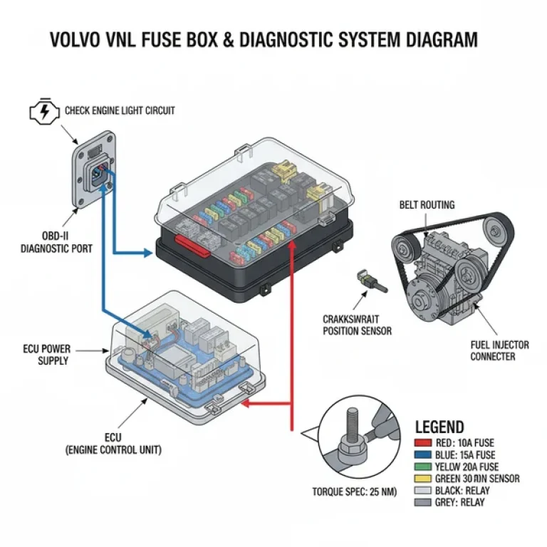 volvo truck volvo vnl fuse box diagram diagram with labeled components and explanations