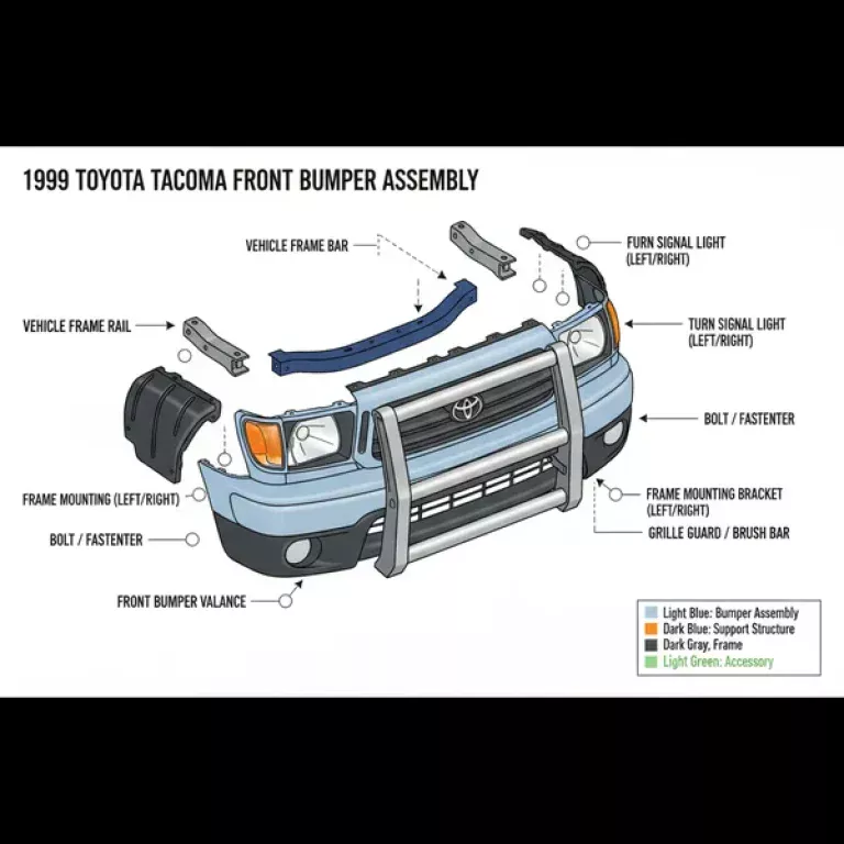 1999 toyota tacoma front bumper assembly diagram diagram with labeled components and explanations