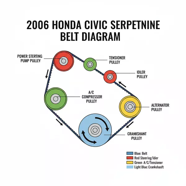 2006 honda civic belt diagram diagram with labeled components and explanations