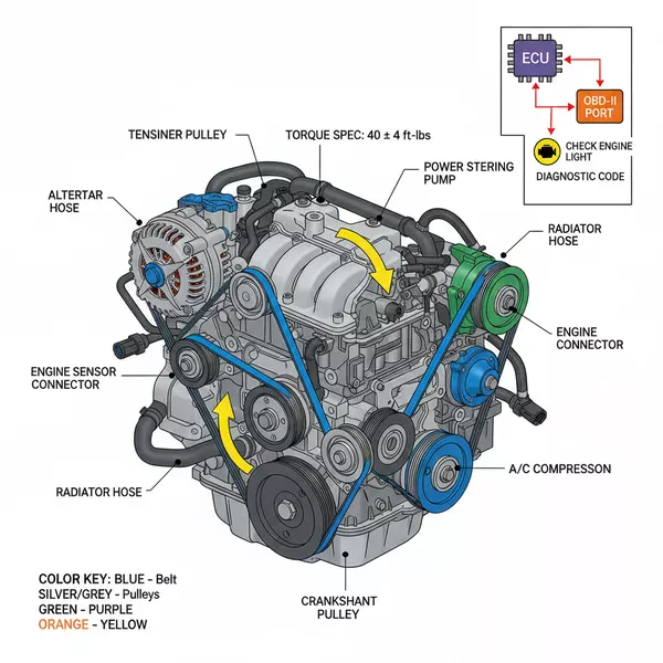 2006 honda pilot serpentine belt diagram diagram with labeled components and explanations