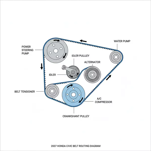 2007 honda civic belt diagram diagram with labeled components and explanations
