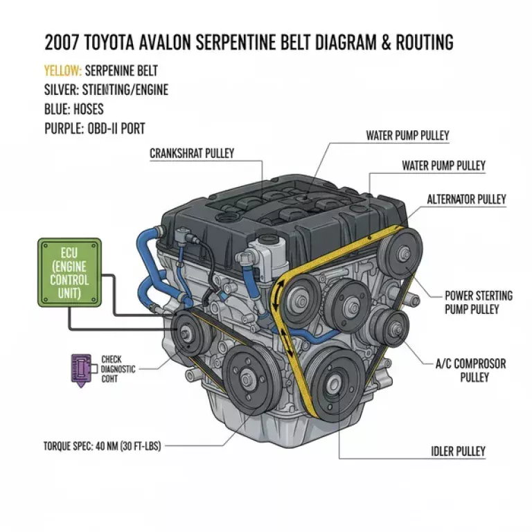 2007 toyota avalon serpentine belt diagram diagram with labeled components and explanations