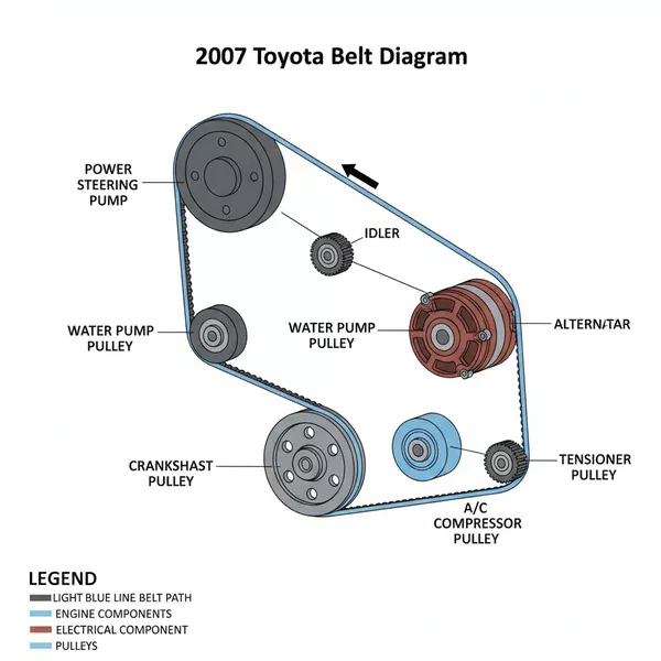 2007 toyota sienna belt diagram diagram with labeled components and explanations
