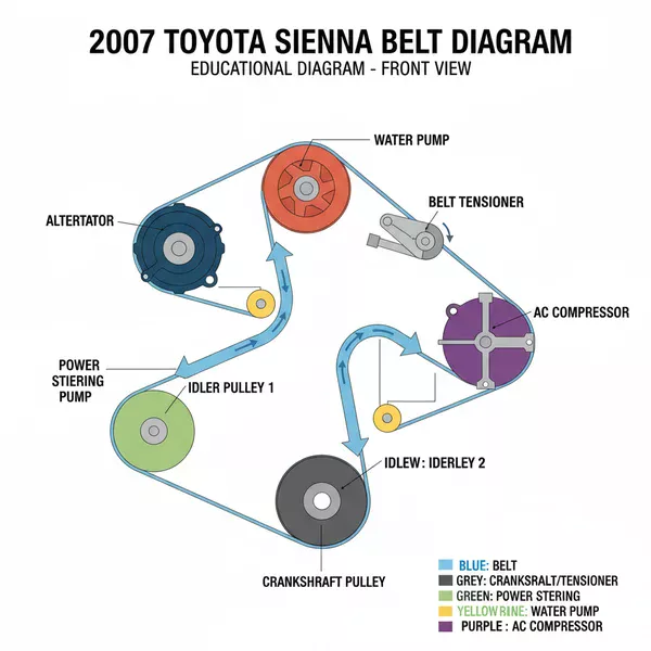 2007 toyota sienna belt diagram diagram with labeled components and explanations
