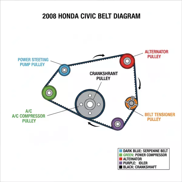 2008 honda civic belt diagram diagram with labeled components and explanations