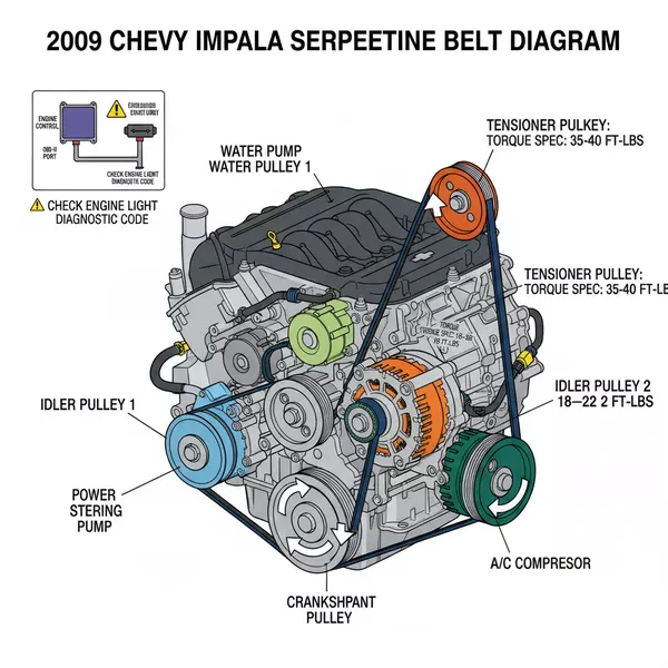 2009 chevy impala serpentine belt diagram diagram with labeled components and explanations