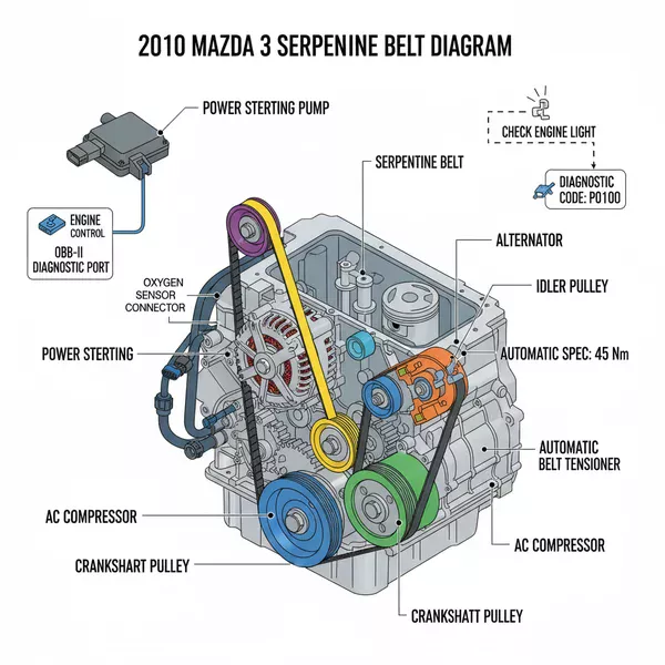2010 mazda 3 serpentine belt diagram diagram with labeled components and explanations