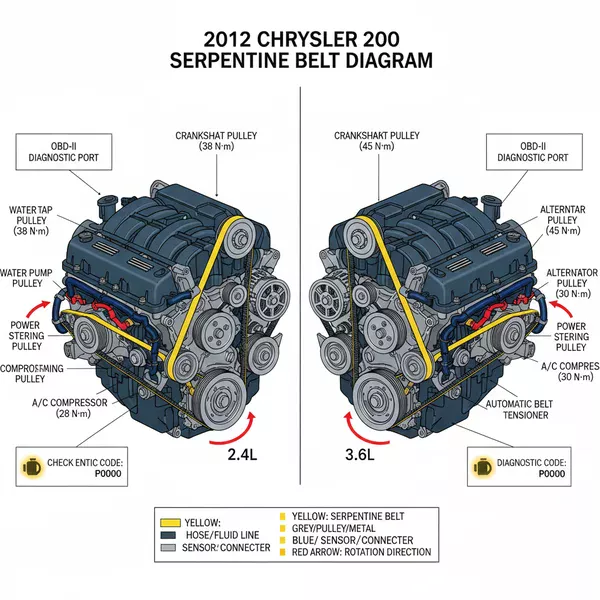 2012 chrysler 200 serpentine belt diagram diagram with labeled components and explanations