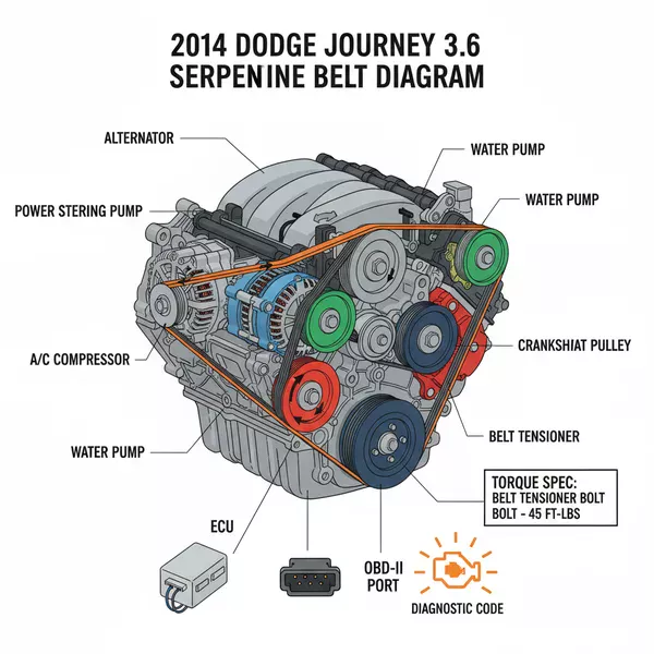 2014 dodge journey 3.6 serpentine belt diagram diagram with labeled components and explanations
