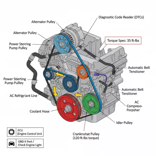 2015 nissan rogue serpentine belt diagram diagram with labeled components and explanations