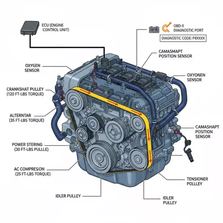 2015 nissan rogue serpentine belt diagram diagram with labeled components and explanations