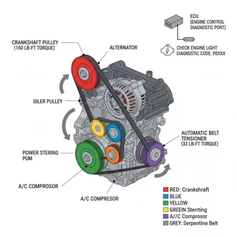 2016 honda civic serpentine belt diagram diagram with labeled components and explanations