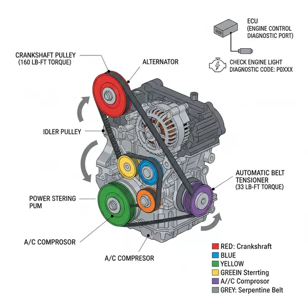 2016 honda civic serpentine belt diagram diagram with labeled components and explanations