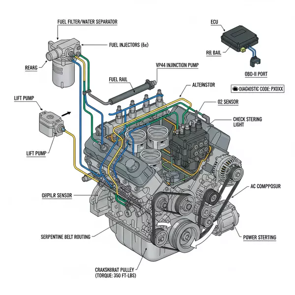 24v 5.9 cummins fuel line diagram diagram with labeled components and explanations