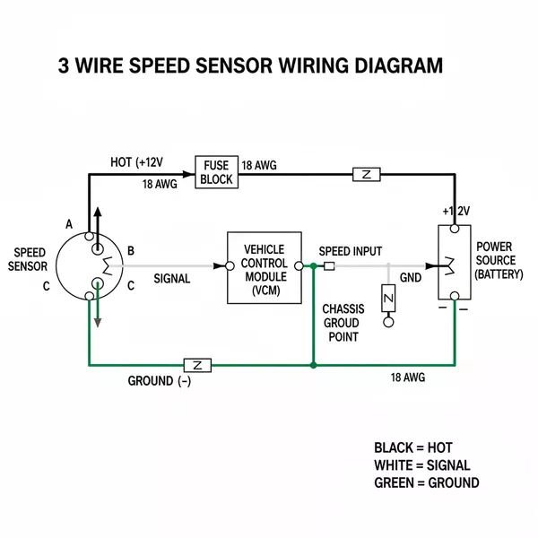 3 wire speed sensor wiring diagram diagram with labeled components and explanations