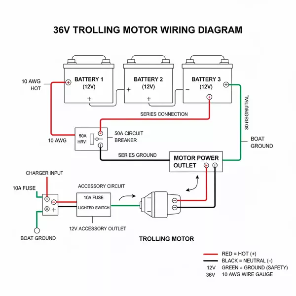 36v trolling motor wiring diagram diagram with labeled components and explanations