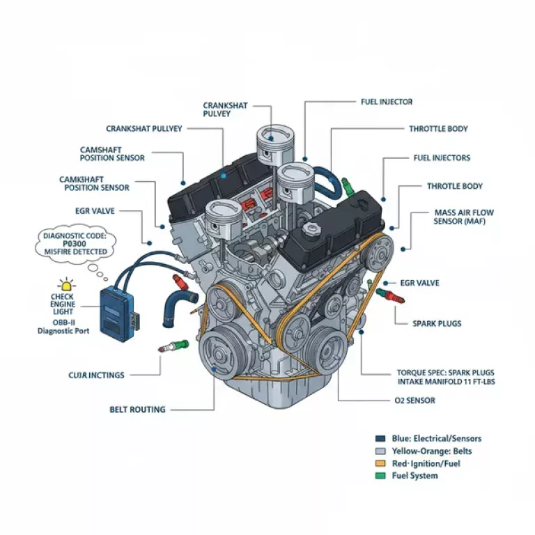4.3 liter 4.3 vortec engine diagram diagram with labeled components and explanations