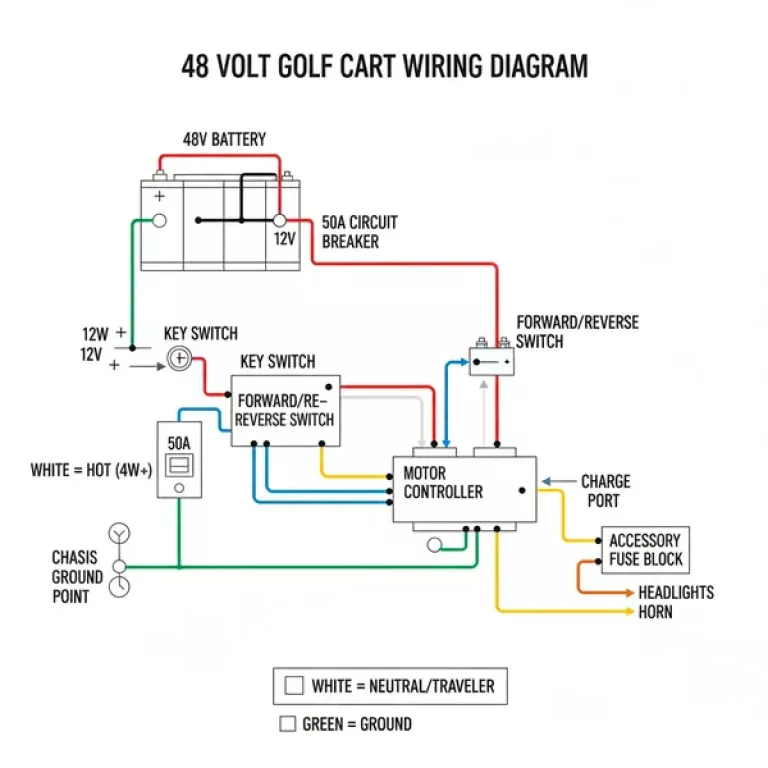 48 volt golf cart wiring diagram diagram with labeled components and explanations