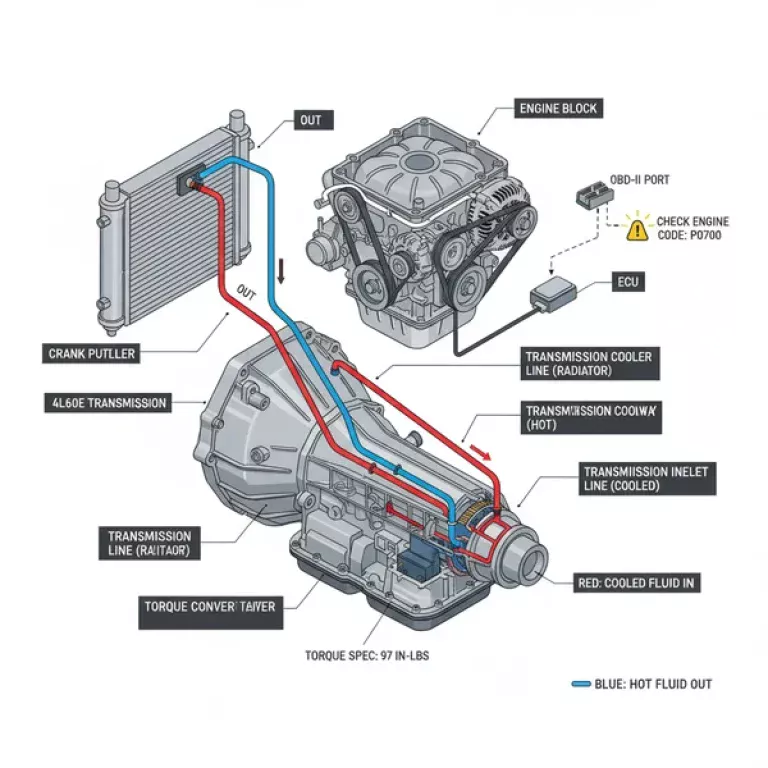 4l60e transmission cooler lines diagram diagram with labeled components and explanations
