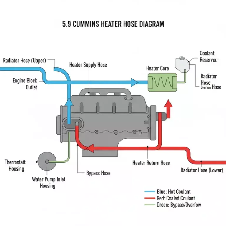 5.9 cummins heater hose diagram diagram with labeled components and explanations