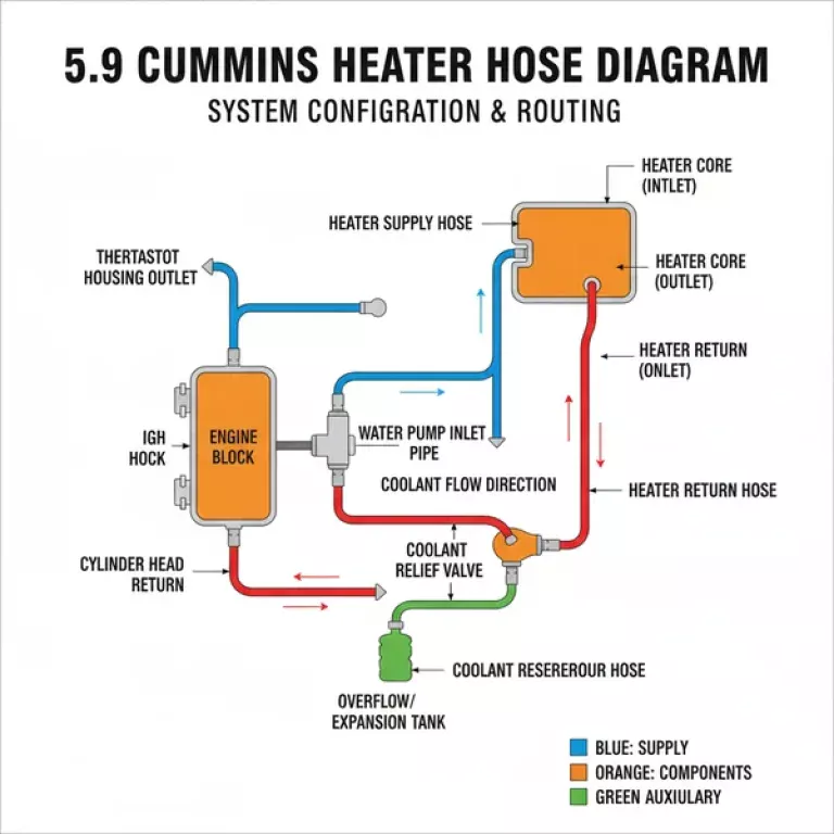 5.9 cummins heater hose diagram diagram with labeled components and explanations