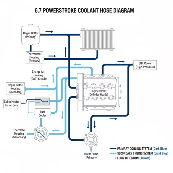6.7 powerstroke coolant hose diagram diagram with labeled components and explanations