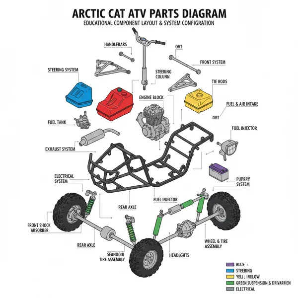 arctic cat atv parts diagram diagram with labeled components and explanations