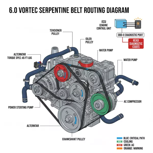 belt routing 6.0 vortec serpentine belt diagram diagram with labeled components and explanations