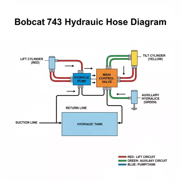 bobcat 743 hydraulic hose diagram diagram with labeled components and explanations
