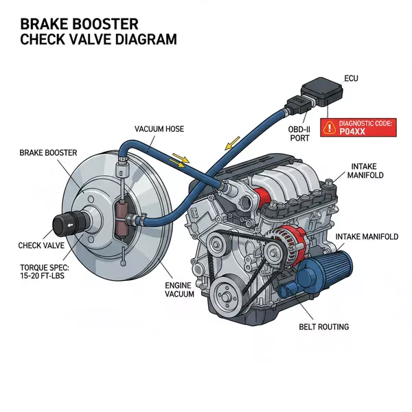 brake booster check valve diagram diagram with labeled components and explanations