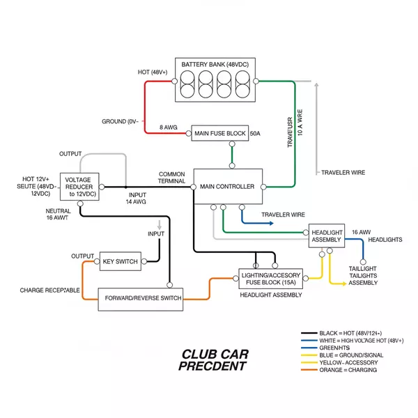 club car precedent wiring diagram diagram with labeled components and explanations