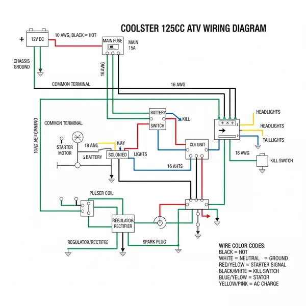 coolster 125cc atv wiring diagram diagram with labeled components and explanations