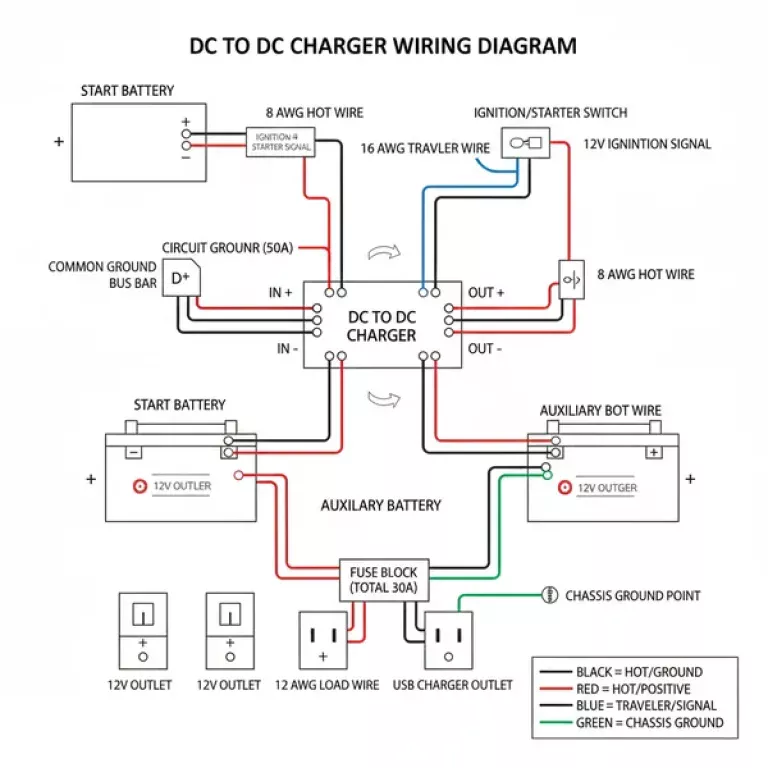 dc to dc charger wiring diagram diagram with labeled components and explanations