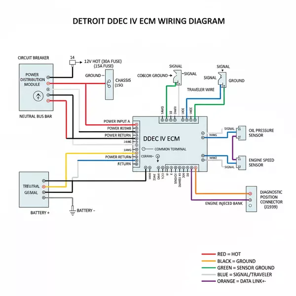 detroit ddec 4 ecm wiring diagram diagram with labeled components and explanations