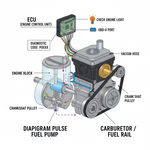 diaphragm pulse fuel pump diagram diagram with labeled components and explanations