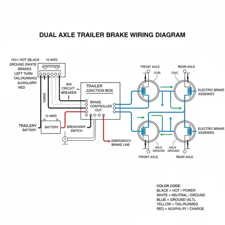 dual axle trailer brake wiring diagram diagram with labeled components and explanations