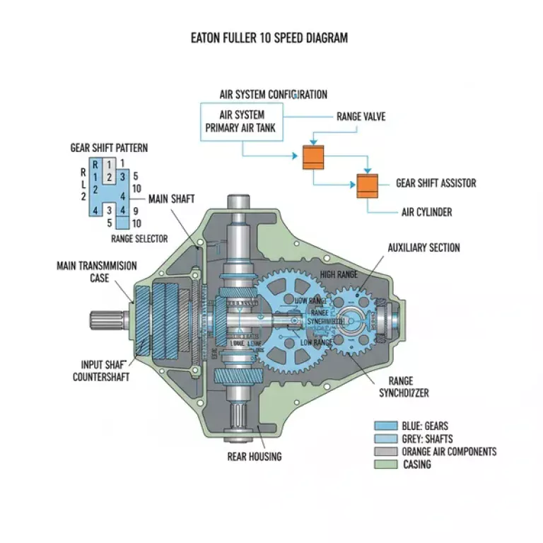eaton fuller 10 speed diagram diagram with labeled components and explanations