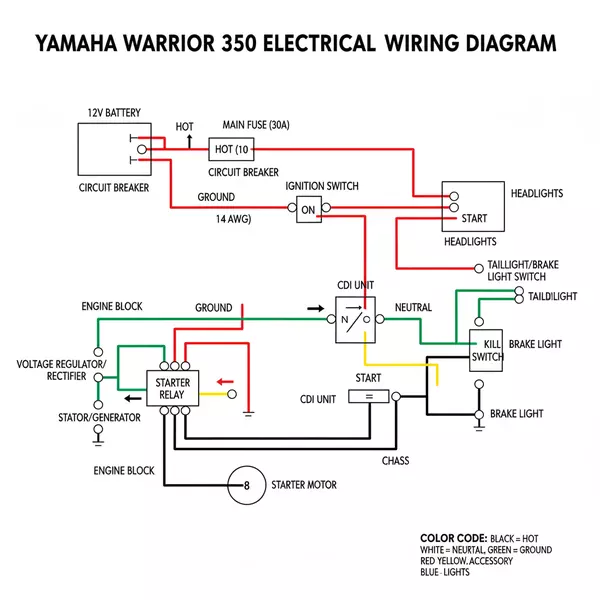 electrical yamaha warrior 350 wiring diagram diagram with labeled components and explanations