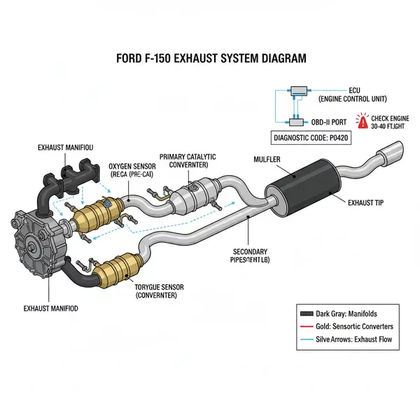 ford f150 exhaust system diagram diagram with labeled components and explanations