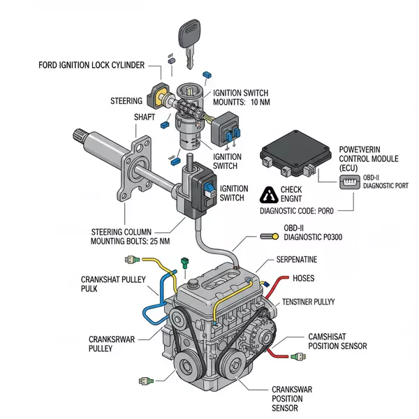 ford ignition lock cylinder diagram diagram with labeled components and explanations