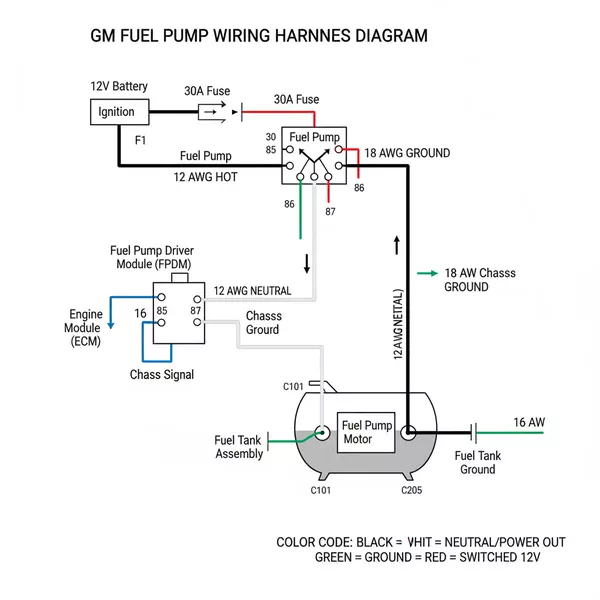 gm fuel pump wiring harness diagram diagram with labeled components and explanations