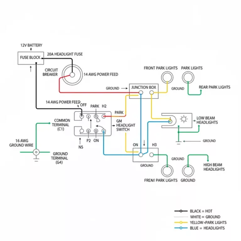 gm headlight switch wiring diagram diagram with labeled components and explanations