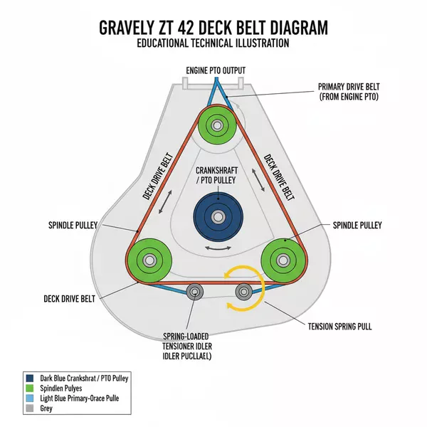 gravely zt 42 deck belt diagram diagram with labeled components and explanations