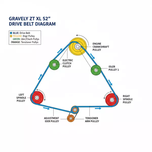 gravely zt xl 52 drive belt diagram diagram with labeled components and explanations