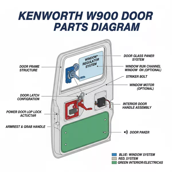 kenworth w900 door parts diagram diagram with labeled components and explanations