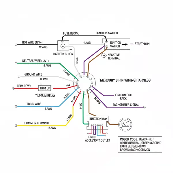 mercury 8 pin wiring harness diagram diagram with labeled components and explanations