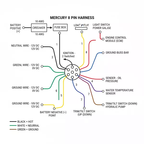mercury 8 pin wiring harness diagram diagram with labeled components and explanations